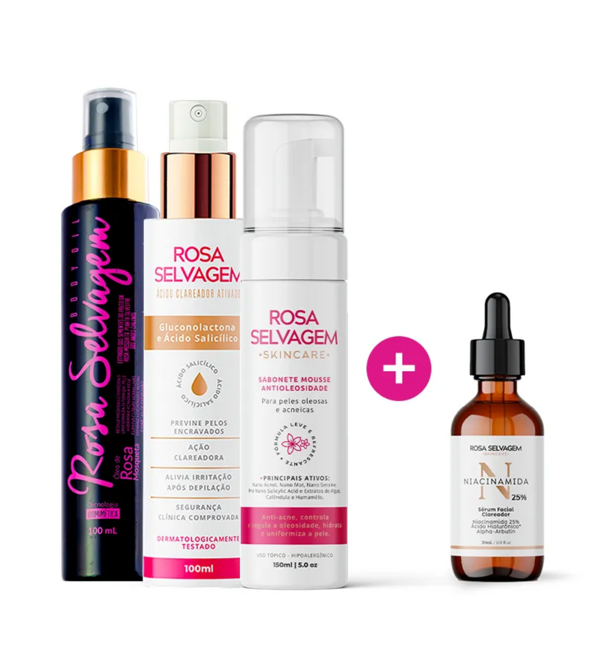 KIT SKINCARE ROSA SELVAGEM NIACINAMIDA 25%