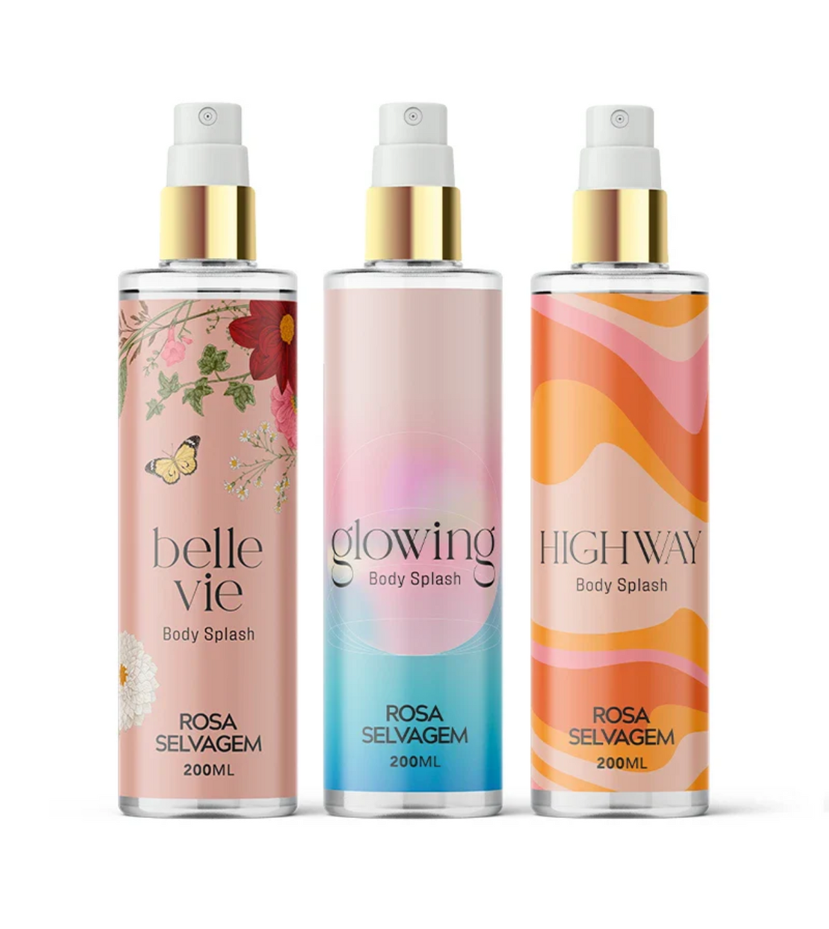 KIT 3 BODY SPLASHES: BELLE VIE - GLOWING - HIGHWAY